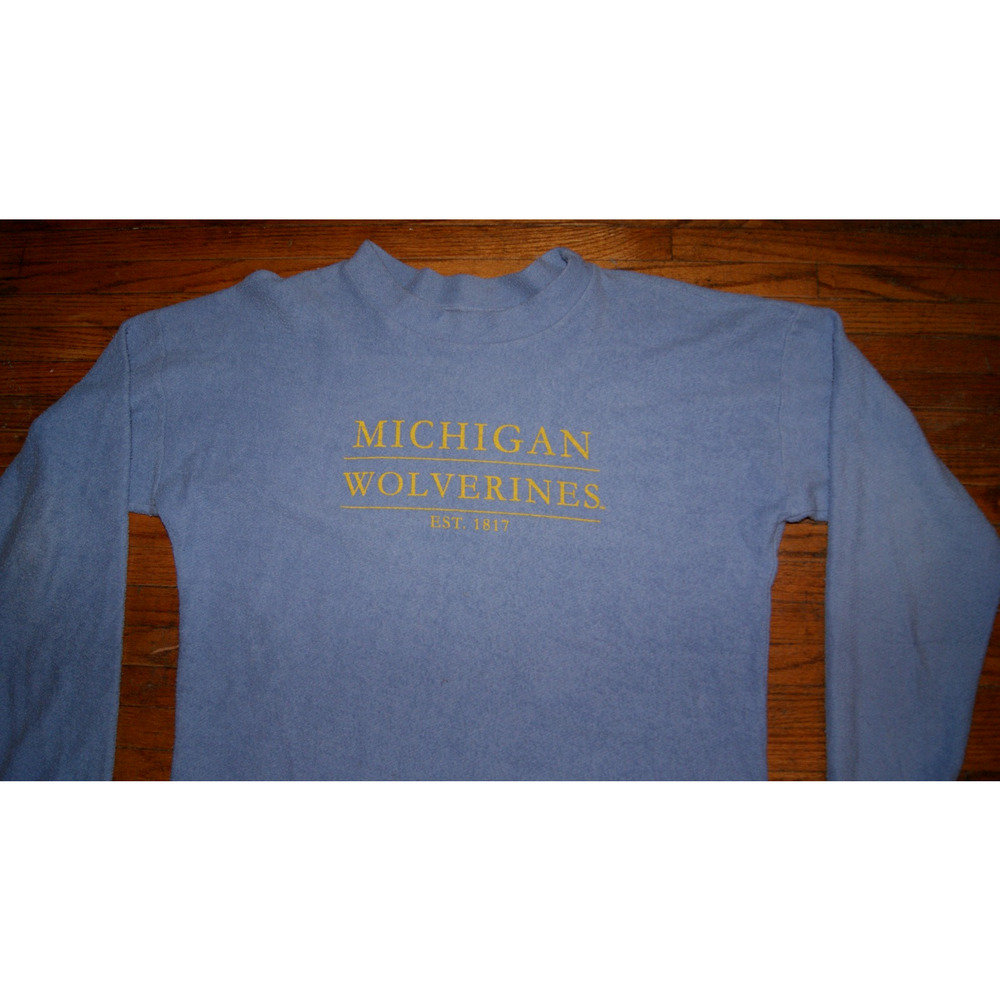 Vintage Y2K Michigan Wolverines XL Light Blue Terry Cloth Crewneck Sweatshirt US